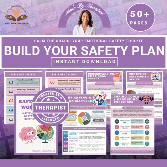 Mental Health Safety Plan Workbook for clients, Emotional Crisis Plan, Coping Tool, Triggers, Grounding Exercises, Mental Health Tools PDF