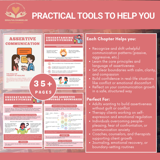 Assertive Communication Workbook for Teens & Adults, How to Set Boundaries, Say No, and Speak with Confidence, Mental Health Therapy Tools