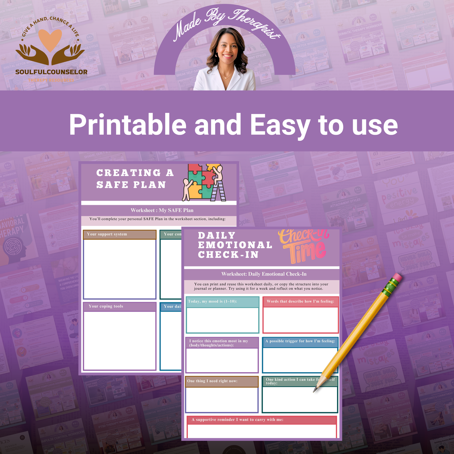 Mental Health Safety Plan Workbook for clients, Emotional Crisis Plan, Coping Tool, Triggers, Grounding Exercises, Mental Health Tools PDF